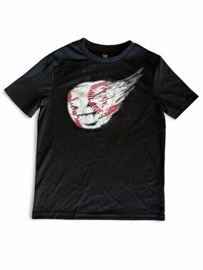 Tek Gear Boys Performance Graphic Baseball Tee - Size M (10/12) Black